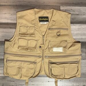 NWOT Remington Vest Men Hunting Multi-Pocket Fly Fishing Tan Khaki Full Zip
